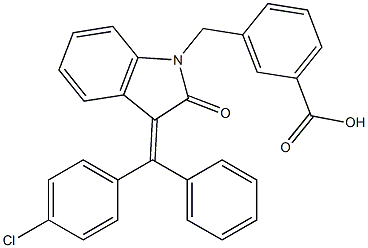 3-[[(3E)-3-[(4-氯苯基)苯基亚甲基]-2,3-二氢-2-氧代-1H-吲哚-1-基]甲基]苯甲酸, 1273323-67-3, 结构式