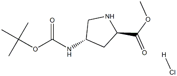 (2R,4S)-4-BOC-アミノピロリジン-2-カルボン酸メチル塩酸塩 化学構造式