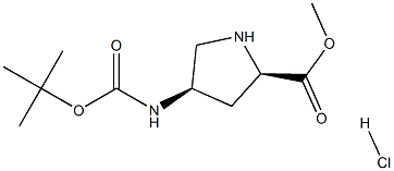 甲基(2R,4R)-4-((叔丁氧羰基)氨基)吡咯烷-2-羧酸盐酸盐 结构式