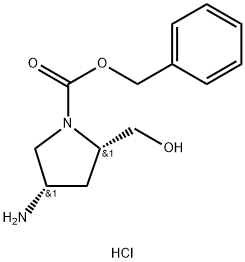 (2S,4S)-1-苄氧羰基-2-羟甲基-4-氨基吡咯烷盐酸盐 结构式