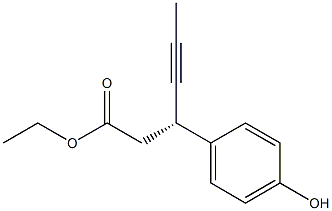 (3S)-3-(4-ヒドロキシフェニル)-4-ヘキシン酸エチルエステル 化学構造式