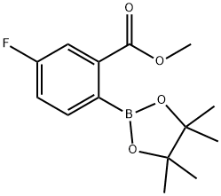 Benzoic acid, 5-fluoro-2-(4,4,5,5-tetraMethyl-1,3,2-dioxaborolan-2-yl)-, Methyl ester Structure