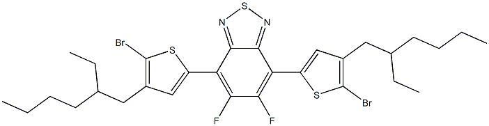 4,7-ジ(4-(2-エチルヘキシル)-5-ブロモ-2-チエニル)-5,6-ジフルオロ-2,1,3-ベンゾチアジアゾール 化学構造式