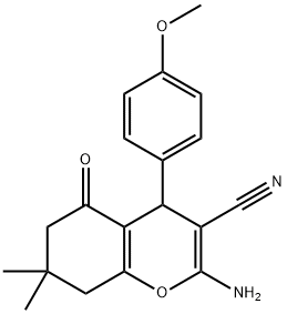 2-amino-4-(4-methoxyphenyl)-7,7-dimethyl-5-oxo-5,6,7,8-tetrahydro-4H-chromene-3-carbonitrile Struktur