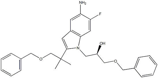1H-Indole-1-ethanol, 5-aMino-2-[1,1-diMethyl-2-(phenylMethoxy)ethyl]-6-fluoro-α-[(phenylMethoxy)Methyl]-, (αR)- Struktur