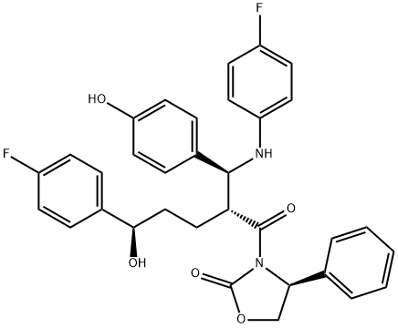 (S)-3-((2R,5R)-5-(4-fluorophenyl)-2-((S)-(4-fluorophenylaMino)(4-hydroxyphenyl)Methyl)-5-hydroxypentanoyl)-4-phenyloxazolidin-2-one Structure