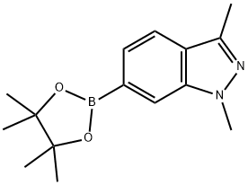 1,3-ジメチル-6-(テトラメチル-1,3,2-ジオキサボロラン-2-イル)インダゾール 化学構造式
