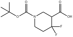 1-(tert-butoxycarbonyl)-4,4-difluoropiperidine-3-carboxylic acid Structure