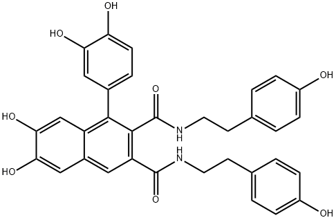 N,N'-Bis[2-(4-hydroxyphenyl)ethyl]-6,7-dihydroxy-1-(3,4-dihydroxyphenyl)naphthalene-2,3-dicarboxamide Structure
