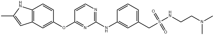 N-(2-(diMethylaMino)ethyl)-1-(3-((4-((2-Methyl-1H-indol-5-yl)oxy)pyriMidin-2-yl)aMino)phenyl)MethanesulfonaMide Struktur