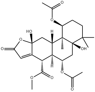 (1S,4AR,6S,6AR,7S,10AR,11AS,11BS)-1,6-二(乙酰氧基)-1,2,3,4,4A,5,6,6A,7,9,10A,11,11A,11B-十四氢-4A,10A-二羟基-4,4,11B-三甲基-9-氧代菲并[3,2-B]呋喃-7-羧酸甲酯,1309079-08-0,结构式