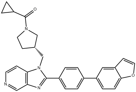 (S)-(3-((2-(4-(benzofuran-5-yl)phenyl)-1H-iMidazo[4,5-c]pyridin-1-yl)Methyl)pyrrolidin-1-yl)(cyclopropyl)Methanone(GSK1995010) Struktur