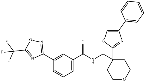N-{[4-(4-フェニル-1,3-チアゾール-2-イル)オキサン-4-イル]メチル}-3-[5-(トリフルオロメチル)-1,2,4-オキサジアゾール-3-イル]ベンズアミド