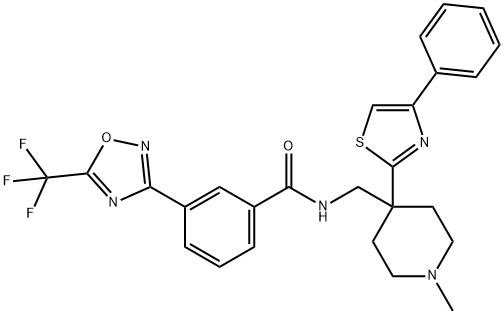 BenzaMide, N-[[1-Methyl-4-(4-phenyl-2-thiazolyl)-4-piperidinyl]Methyl]-3-[5-(trifluoroMethyl)-1,2,4-oxadiazol-3-yl]- Structure
