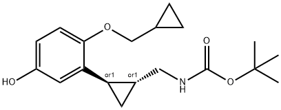 (((1R,2R)-2-(环丙基甲氧基)-5-羟苯基)环丙基)甲基)氨基甲酸叔丁酯, 1322700-01-5, 结构式