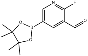 2-fluoro-5-(4,4,5,5-tetramethyl-1,3,2-dioxaborolan-2-yl)nicotinaldehyde Struktur