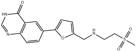 6-(5-((2-(甲基磺酰基)乙基氨基)甲基)呋喃-2-基)喹唑啉-4(3H)-酮 结构式