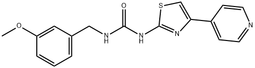 1-(3-メトキシベンジル)-3-(4-(ピリジン-4-イル)チアゾール-2-イル)尿素 化学構造式