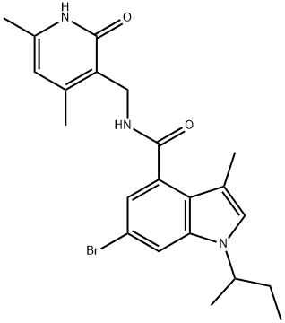 1H-Indole-4-carboxaMide,6-broMo-N-[(1,2-dihydro-4,6-diMethyl-2-oxo-3-pyridinyl)Methyl]-3-Methyl-1-(1-Methylpropyl)- 化学構造式