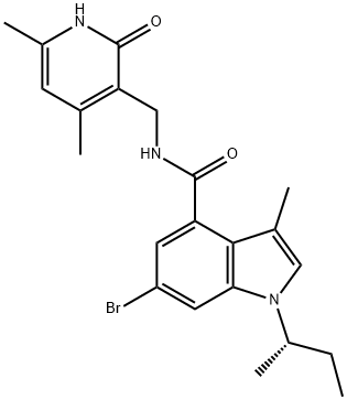(S)-6-溴-1-(仲丁基)-N - ((4,6-二甲基-2-氧代-1,2-二氢吡啶-3-基)甲基,1346574-54-6,结构式