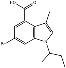 6-溴-3-甲基-1-(1-甲基丙基)-1H-吲哚-4-羧酸,1346575-54-9,结构式
