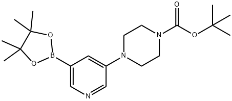 tert-butyl 4-(5-(4,4,5,5-tetramethyl-1,3,2-dioxaborolan-2-yl)pyridin-3-yl)piperazine-1-carboxylate Struktur