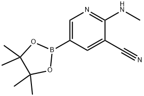 2-(methylamino)-5-(4,4,5,5-tetramethyl-1,3,2-dioxaborolan-2-yl)nicotinonitrile Struktur