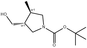 3-(ヒドロキシメチル)-4-メチルピロリジン-1-カルボン酸TRANS-TERT-ブチル 化学構造式