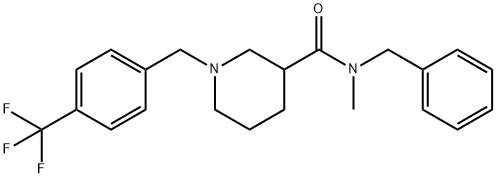 N-ベンジル-N-メチル-1-(4-(トリフルオロメチル)ベンジル)ピペリジン-3-カルボキサミド 化学構造式
