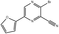 3-BroMo-6-(furan-2-yl)pyrazine-2-carbonitrile Structure