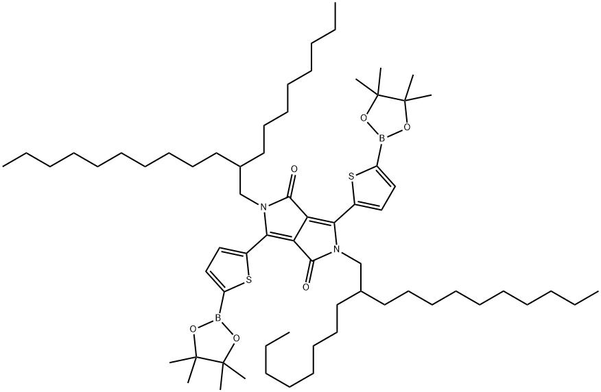 2,5-二(2-辛基十二烷基)-3,6-二(5-硼酸频哪醇酯噻吩基)-吡咯并吡咯二酮,1351986-34-9,结构式