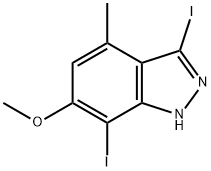 3,7-Diiodo-6-Methoxy-4-Methyl-1H-indazole Struktur
