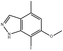 7-ヨード-6-メトキシ-4-メチル-1H-インダゾール 化学構造式