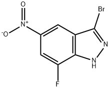 3-溴-7-氟-5-硝基1H-吲唑 结构式