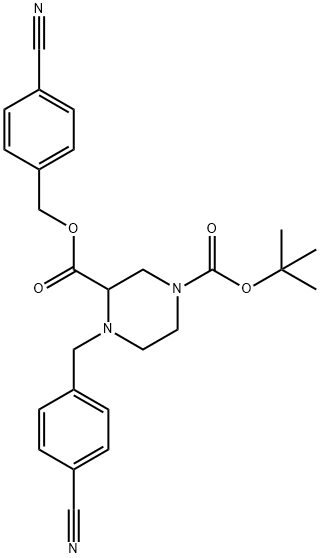 4-(4-Cyano-benzyl)-piperazine-1,3-dicarboxylic acid 1-tert-butyl ester 3-(4-cyano-benzyl) ester Struktur