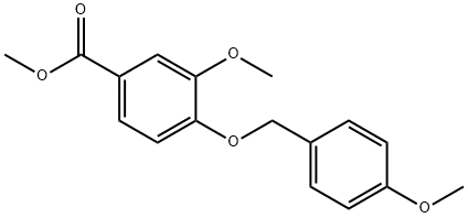 3-メトキシ-4-((4-メトキシベンジル)オキシ)安息香酸メチル 化学構造式