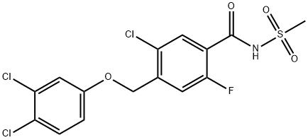5-氯-4-[(3,4-二氯苯氧基)甲基]-2-氟-N-(甲基磺酰基)苯甲酰胺, 1355631-24-1, 结构式