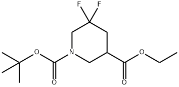 1-tert-butyl 3-ethyl 5,5-difluoropiperidine-1,3-dicarboxylate, 1356339-26-8, 结构式
