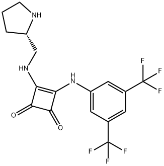 3-[[3,5-双(三氟甲基)苯基]氨基]-4-[[(2S)-2-吡咯烷甲基]氨基]-3-环丁烯-1,2-二酮,1356935-80-2,结构式