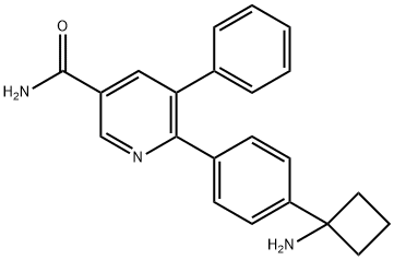 6-[4-(1-氨基环丁基)苯基]-5-苯基-3-吡啶甲酰胺, 1357158-81-6, 结构式