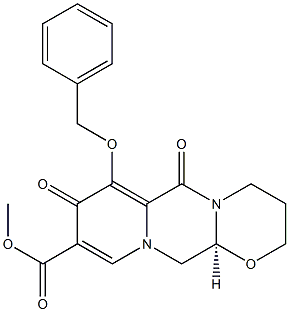(S)-7-phenylMethoxy-6,8-dioxo-3,4,6,8,12,12a-hexahydro-2H-pyrido[1',2':4,5]pyrazino[2,1-b][1,3]oxazine-9-carboxylic acid Methyl ester 化学構造式