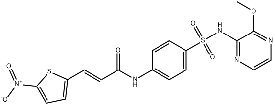 N-[4-[[(3-甲氧基吡嗪基)氨基]磺酰基]苯基]-3-(5-硝基-2-噻吩基)-2-丙烯酰胺 结构式