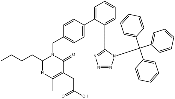 2-(2-butyl-4-Methyl-6-oxo-1-((2'-(1-trityl-1H-tetrazol-5-yl)-[1,1'-biphenyl]-4-yl)Methyl)-1,6-dihydropyriMidin-5-yl)acetic acid Structure