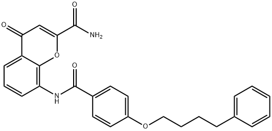4-Oxo-8-[4-(4-phenylbutoxy)benzoylaMino]-4H-1-benzopyran-2-carboxaMide Struktur