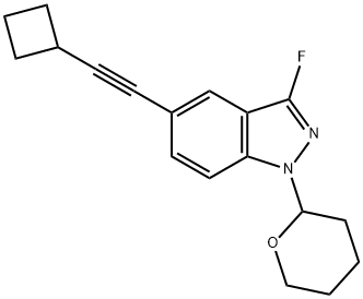 5-(cyclobutylethynyl)-3-fluoro-1-(tetrahydro-2H-pyran-2-yl)-1H-indazole Structure