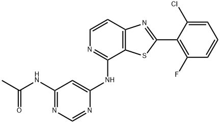 N-(6-(2-(2-chloro-6-fluorophenyl)thiazolo[5,4-c]pyridin-4-ylaMino)pyriMidin-4-yl)acetaMide Structure