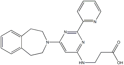 3-[2-(2-ピリジル)-6-(2,3,4,5-テトラヒドロ-1H-3-ベンゾアゼピン-3-イル)ピリミジン-4-イルアミノ]プロピオン酸 化学構造式