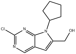 2-氯-7-环戊基-7H-吡咯并[2,3-D]嘧啶-6-甲醇, 1374639-77-6, 结构式