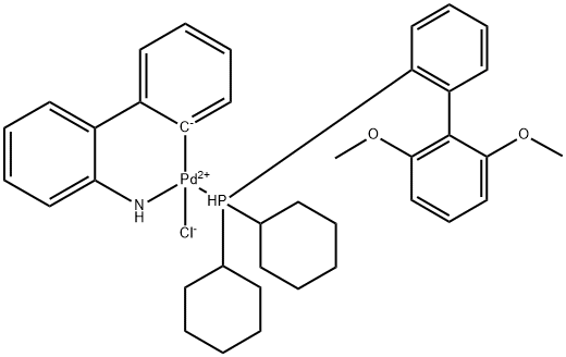 氯(2 - 二环己基膦基-2',6'-二甲氧基-1,1'-联苯基)(2'-氨基-1,1'-联苯-2 - 基)钯(II) 结构式