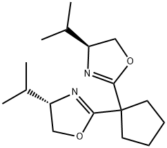 (4S,4'S)-2,2'-(Cyclopentane-1,1-diyl)-bis(4-isopropyl-4,5-dihydrooxazole) Structure